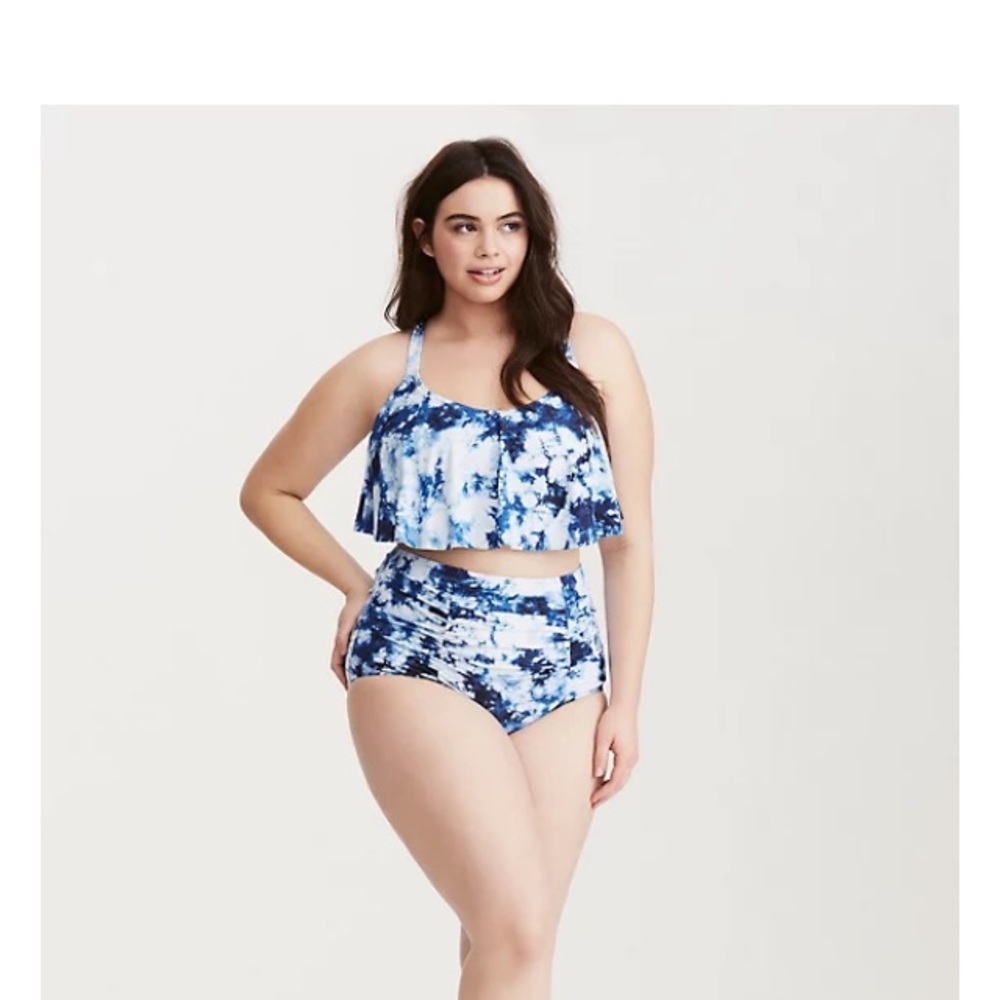 NWT TORRID TIE DYE RUCHED HIGH WAIST SWIM BOTTOM